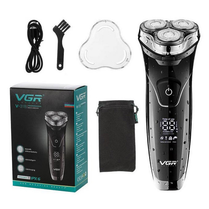 ماشین ریش تراش سه تیغ وی جی آر مدل V-318-ماشین اصلاح وی جی ار مدل 318 دارای نمایشگر دیجیتال میباشد و میزان شارژ باقیمانده را کاملا دقیق نشان میدهد . این دستگاه باطری مخصوص سریع شارژ ( لیتیوم یون میاشد ) که با 1 ساعت شارژ کردن 90 دقیقه کارکرد دارد . وی جی ار مدل 318 کاملا ضد آب میباشد و بعد از اصلاح  ...
